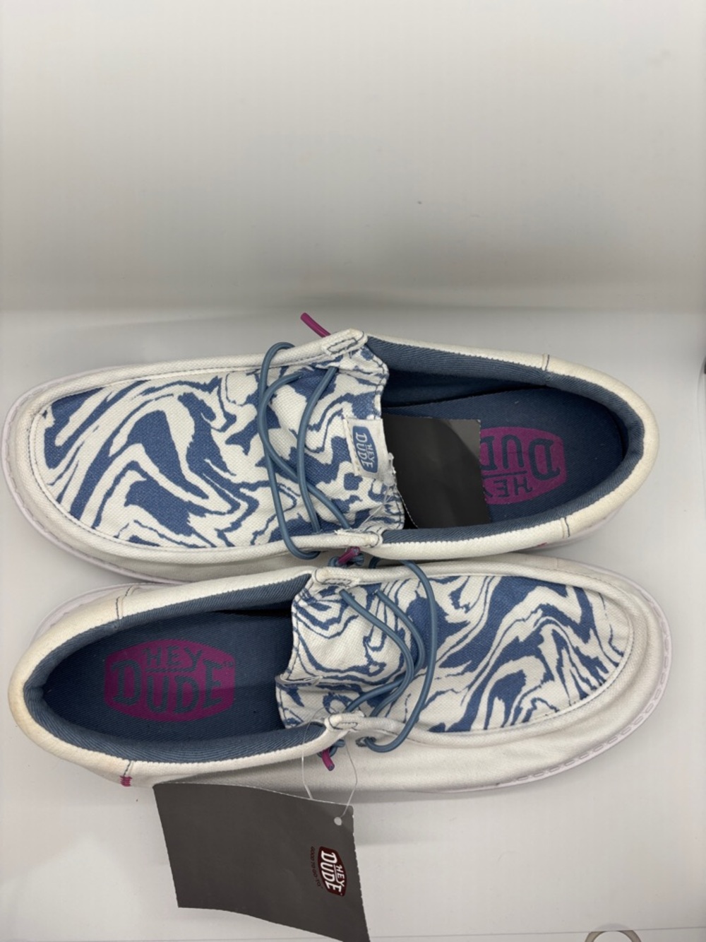 Hey Dude Wally Surf Slip-On in Blue, & White with Pink Accents Men 9, Women 11